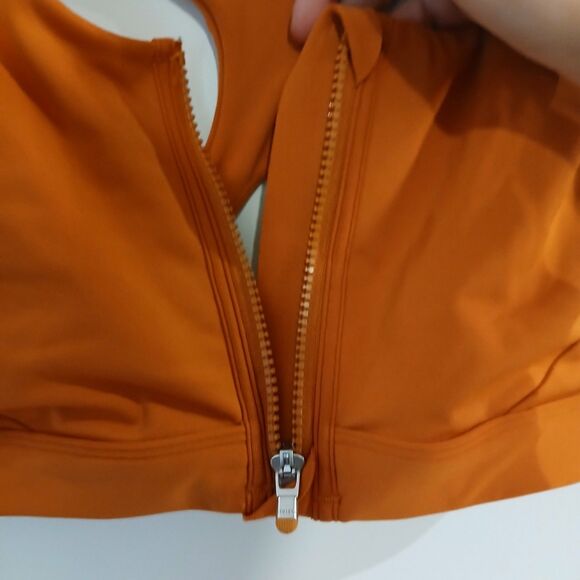 Athleta Ultimate Zip Front Sports Bra Size Medium Orange - Picture 7 of 7